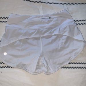 White lululemon speed up shorts